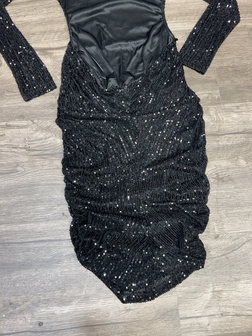Fashion Nova Sheri Sequin Midi Dress Black XL NWT Open Back - Picture 11 of 11